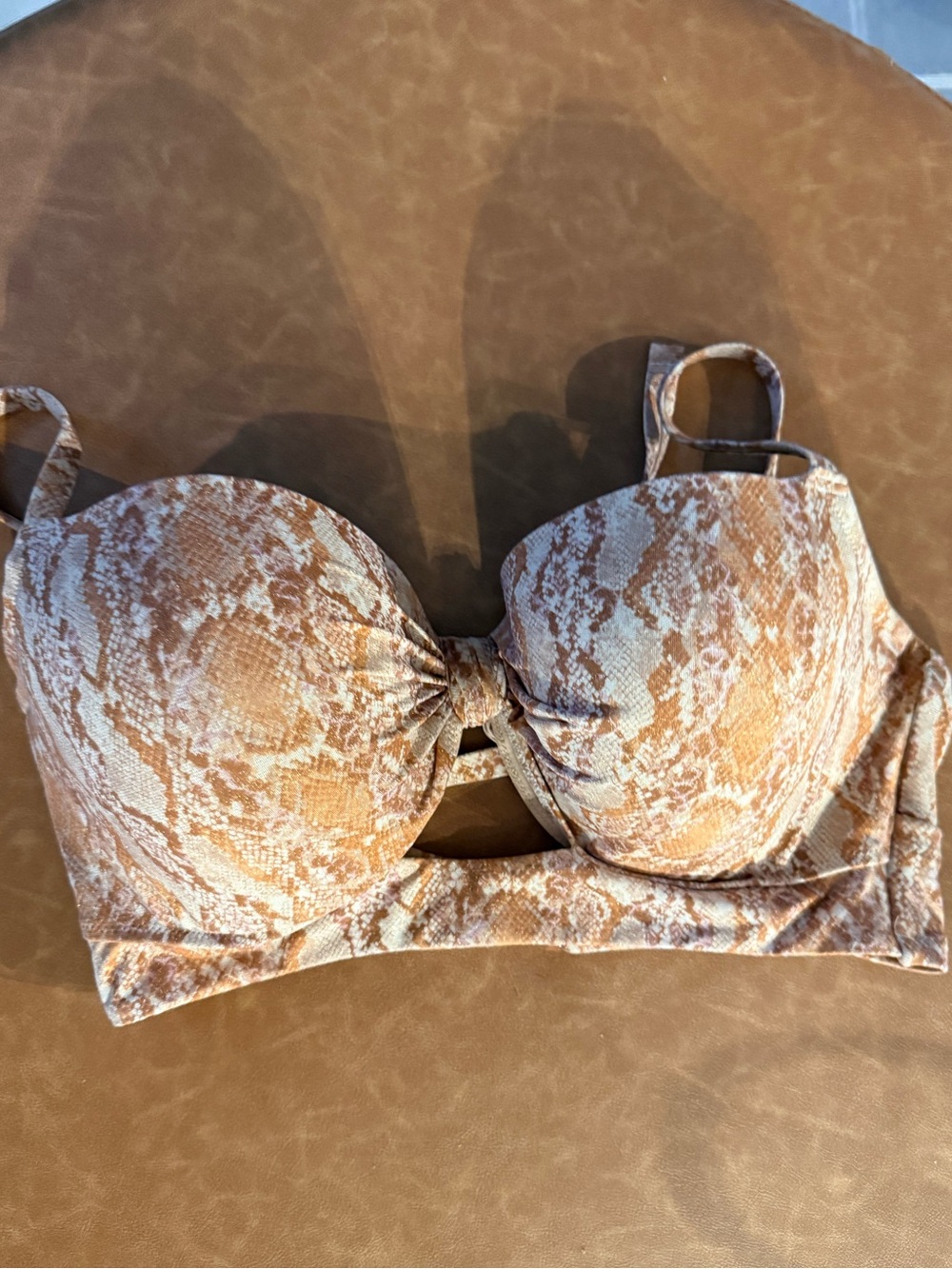 Blush Tan Snake-Print Bikini Swim Top 38DD